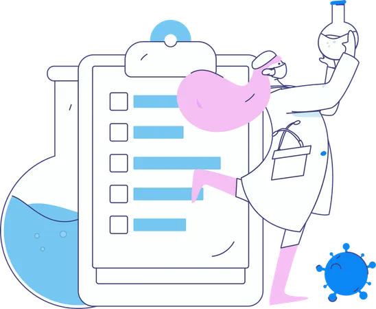 Scientist tests chemicals in test tube  Illustration