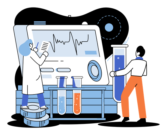 実験器具を使用する科学者  イラスト