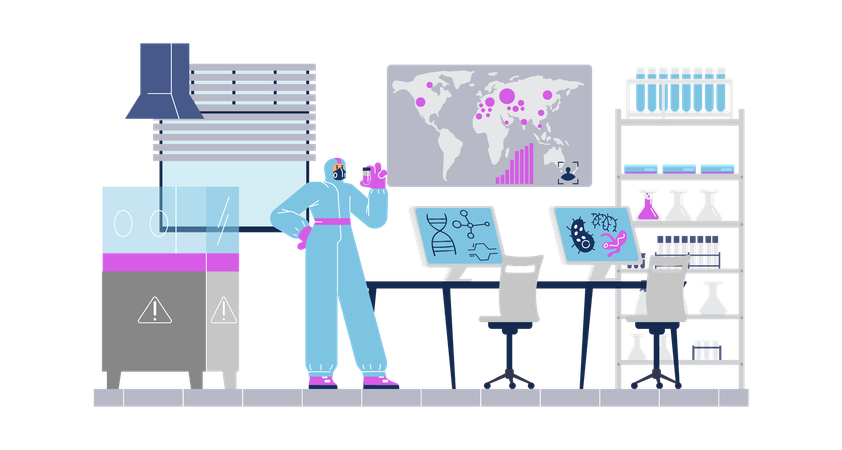 Scientist virologist working in laboratory  Illustration