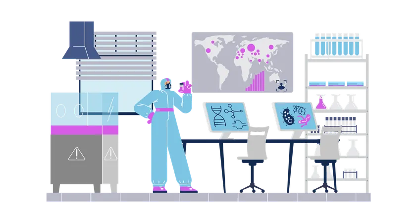 Scientist virologist working in laboratory  Illustration