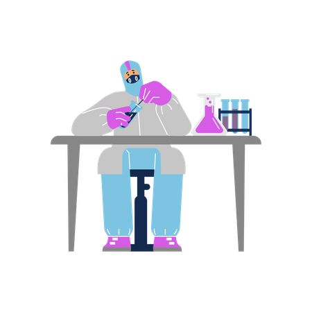 Scientist virologist working in laboratory at table  Illustration