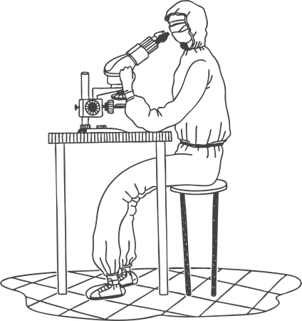 Scientist with microscope  Illustration
