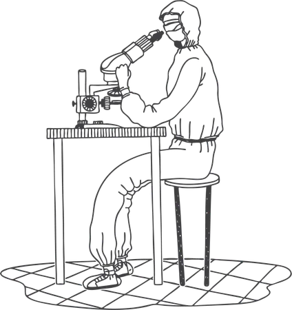 Scientist with microscope  Illustration