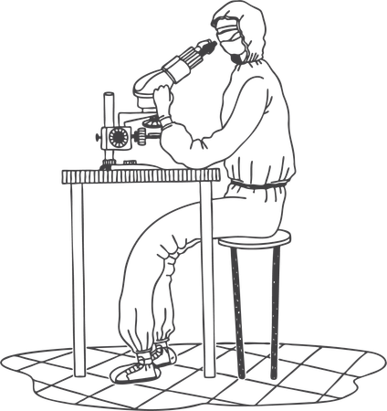 Scientist with microscope  일러스트레이션