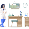 illustrations of woman in laboratory