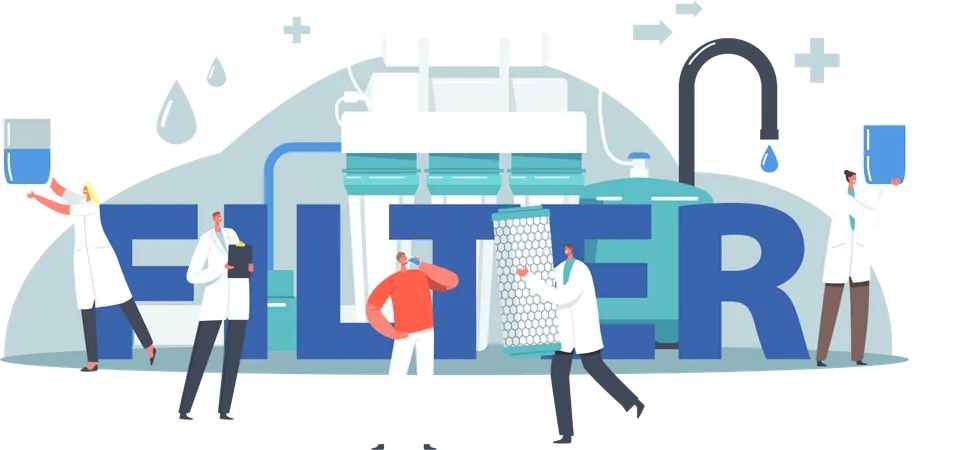 Scientist working at a RO water purification industry  Illustration
