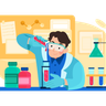 illustrations of scientist working in lab