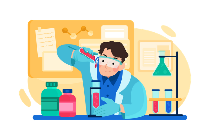 Scientist working in laboratory  Illustration