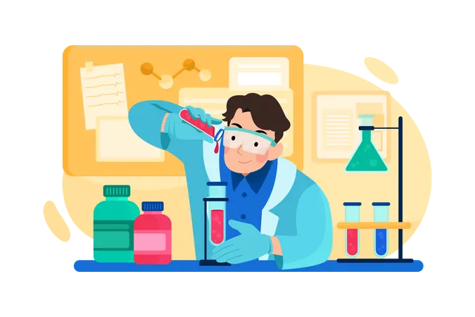 Scientist working in laboratory  Illustration