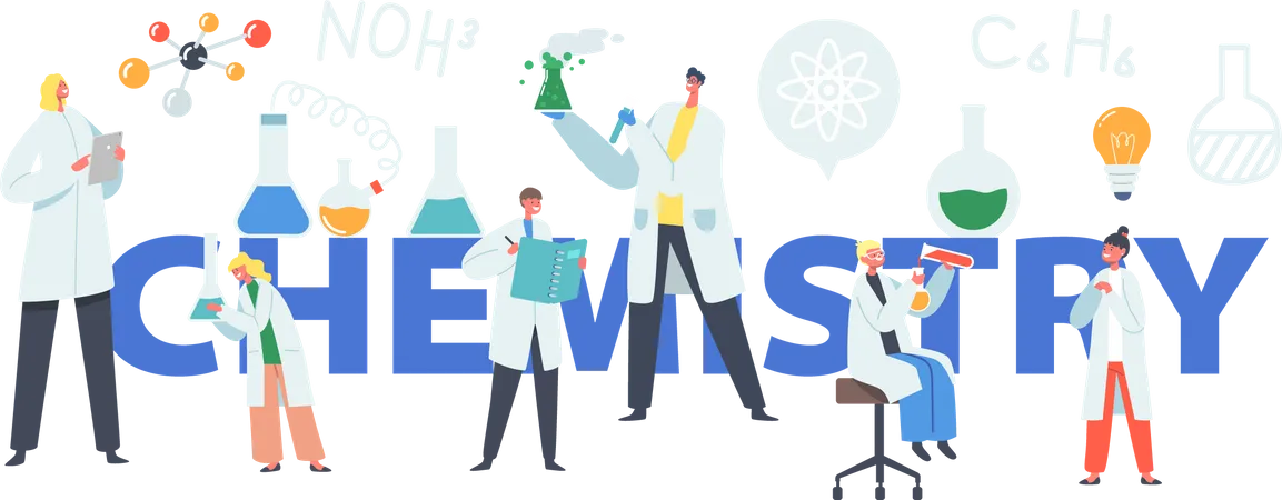 Scientist working inside chemistry laboratory Illustration