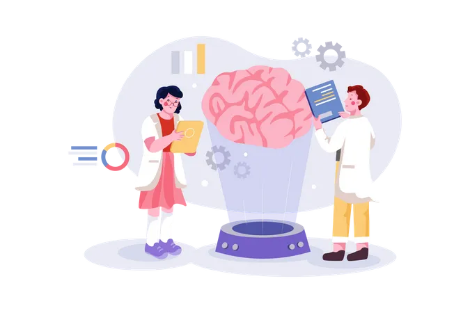 Scientist working on artificial brain  Illustration