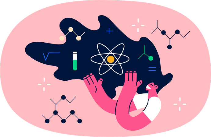 Scientist working on atomic structure  Illustration
