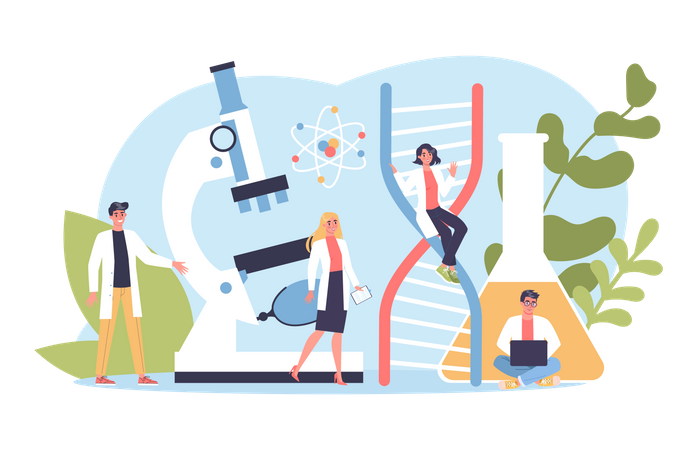 Scientist working on DNA research  Illustration
