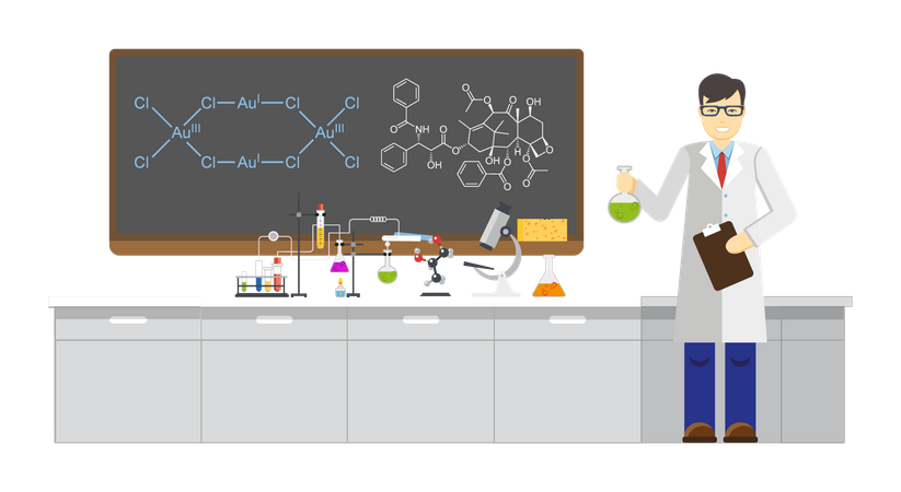 Scientist working on experiment  Illustration