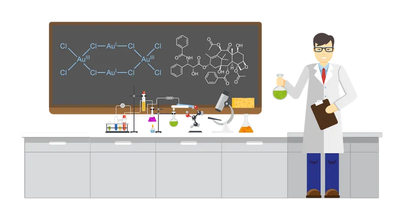 Scientist working on experiment  Illustration