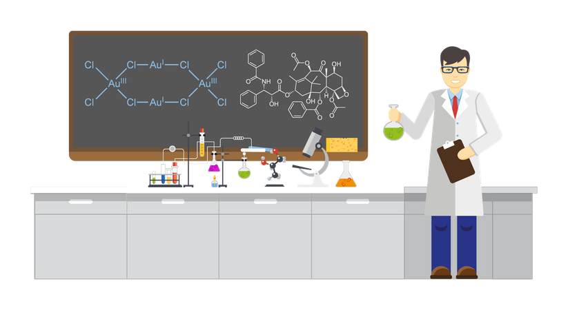 Scientist working on experiment  Illustration