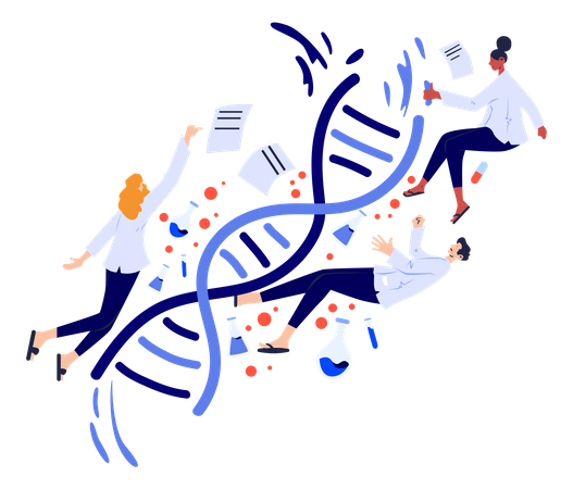 Scientist working on Human DNA  Illustration