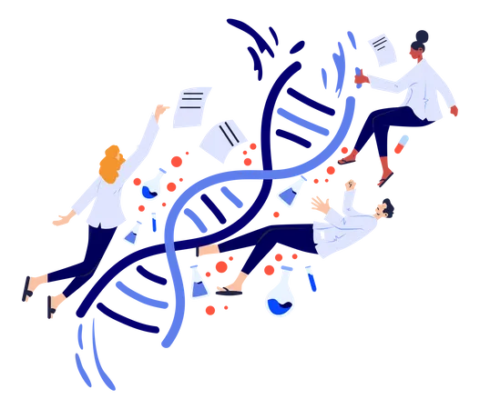 Scientist working on Human DNA Illustration