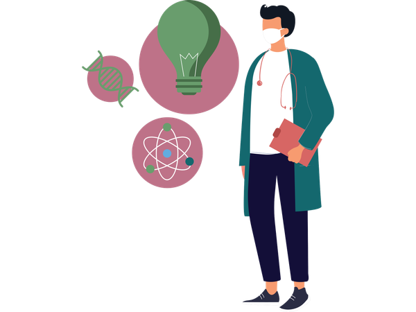 Scientist working on innovation idea  Illustration