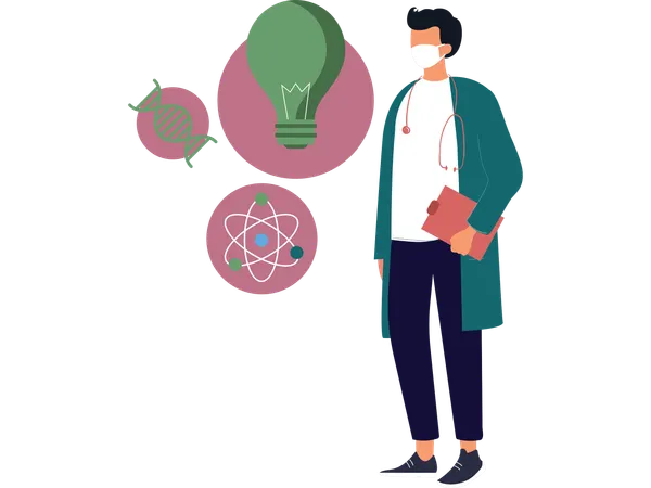 Scientist working on innovation idea  Illustration