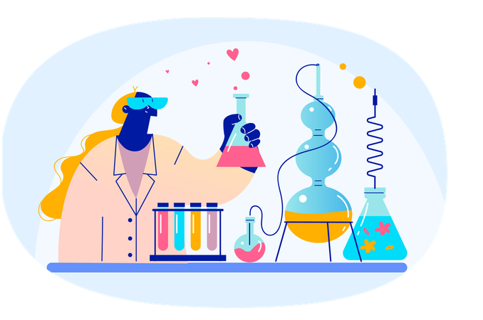 Scientist working on lab apparatus  Illustration