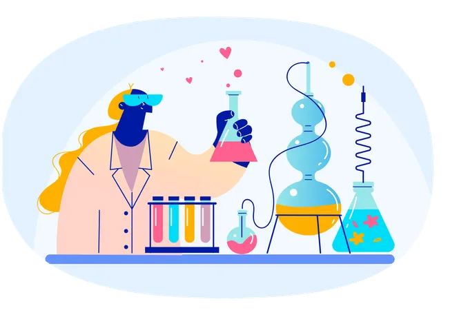 Scientist working on lab apparatus  Illustration