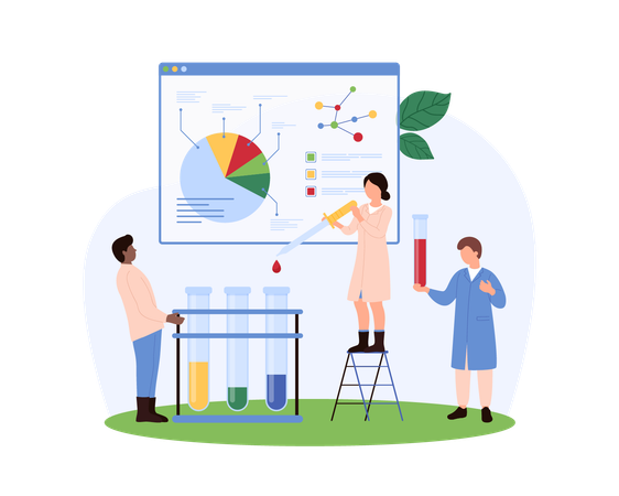 実験室分析に携わる科学者  イラスト