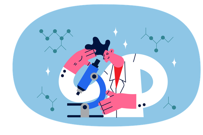 Scientist working on microscopic study  Illustration