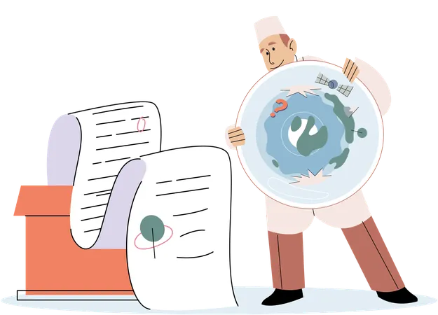 Scientist working on pollution  Illustration