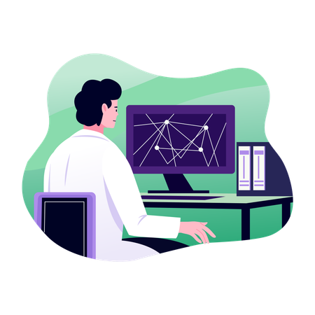 Scientist working on quantum  Illustration