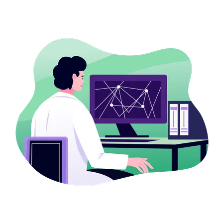 Scientist working on quantum  Illustration