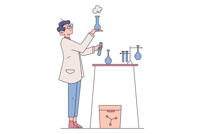 Scientist working on science experiment  Illustration