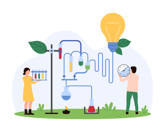 Scientist working on Success of laboratory experiment  Illustration