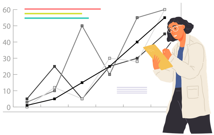 Scientist working with data analytics  Illustration