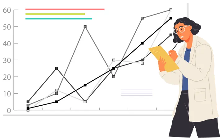 Scientist working with data analytics  Illustration