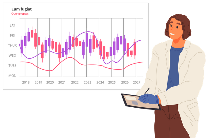 Scientist works with data analytics  Illustration