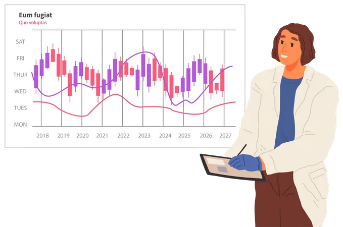 Scientist works with data analytics  Illustration