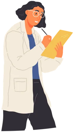 Scientist writing on sheet during research Illustration