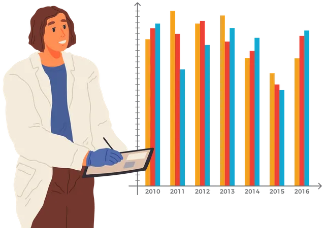 Scientist writing research data Illustration