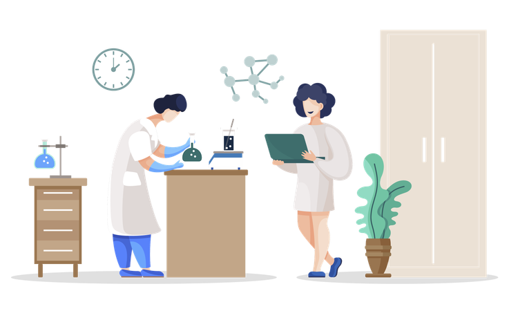 Scientists and Researchers in Lab  Illustration