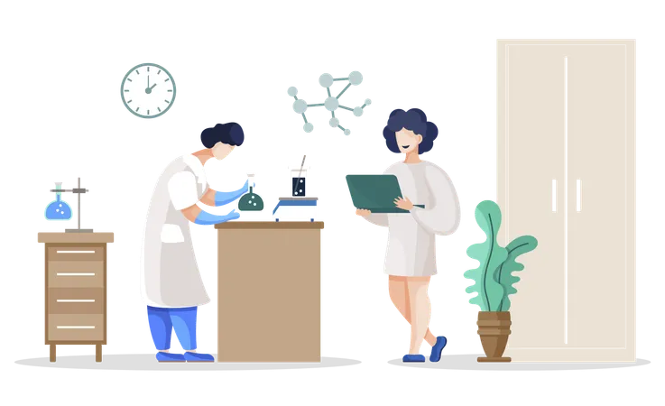 Scientists and Researchers in Lab  Illustration