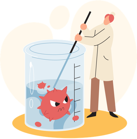 Scientists conducting scientific researches team of laboratory assistants with test tubes  Illustration