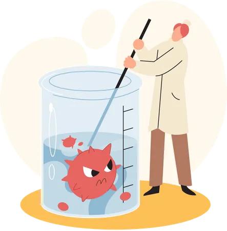 Scientists conducting scientific researches team of laboratory assistants with test tubes  Illustration