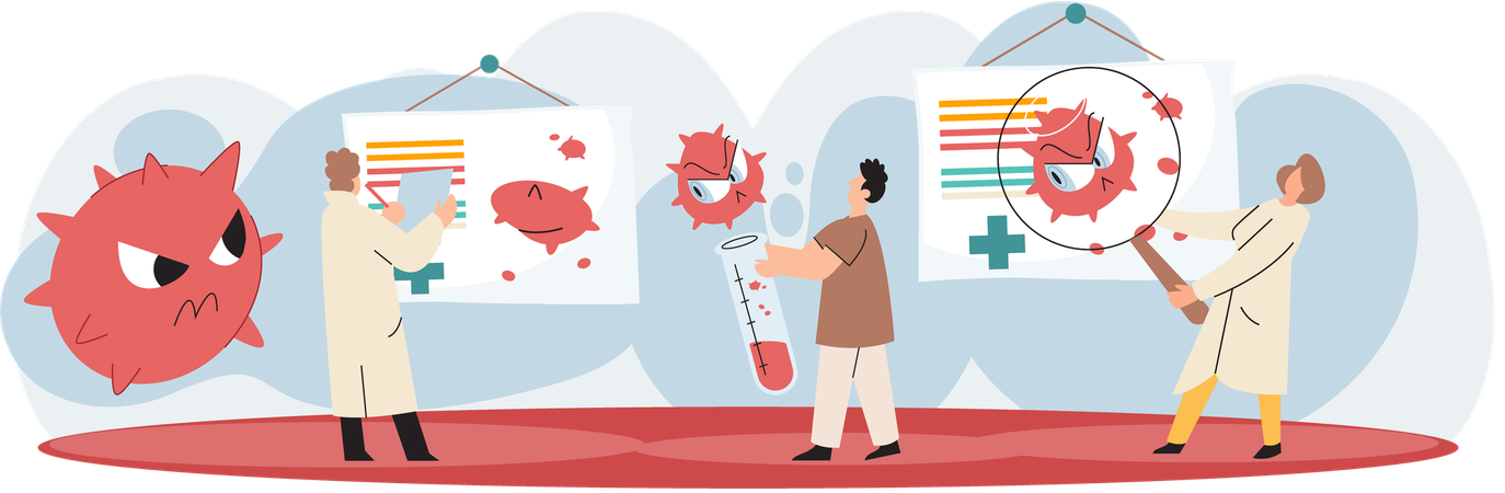 Scientists conducting scientific researches team of laboratory assistants with test tubes  Illustration
