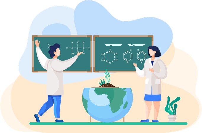 Scientists discuss formulas to save earth  Illustration