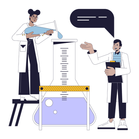 Scientists doing Chemical experiment  Illustration