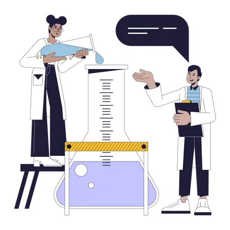 Scientists doing Chemical experiment  Illustration