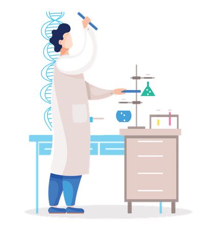 Scientists doing experiment in laboratory  Illustration