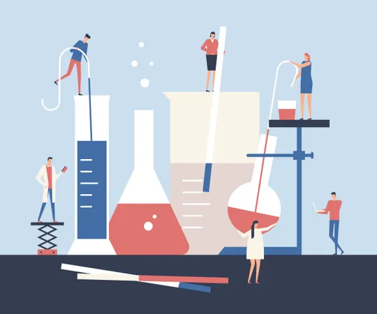Scientists doing experiments  Illustration