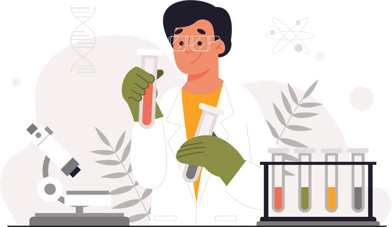 Scientists Doing Research For Medicine  イラスト